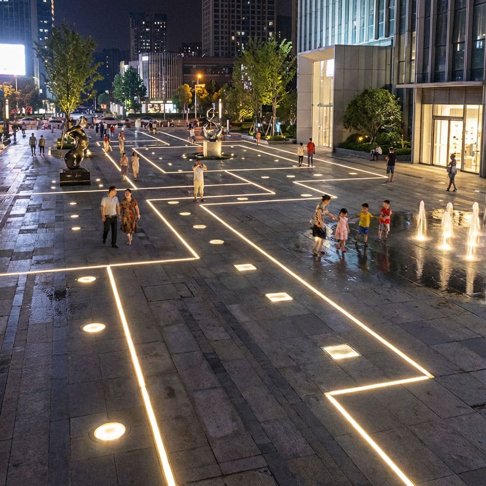 Public plaza landscape lighting